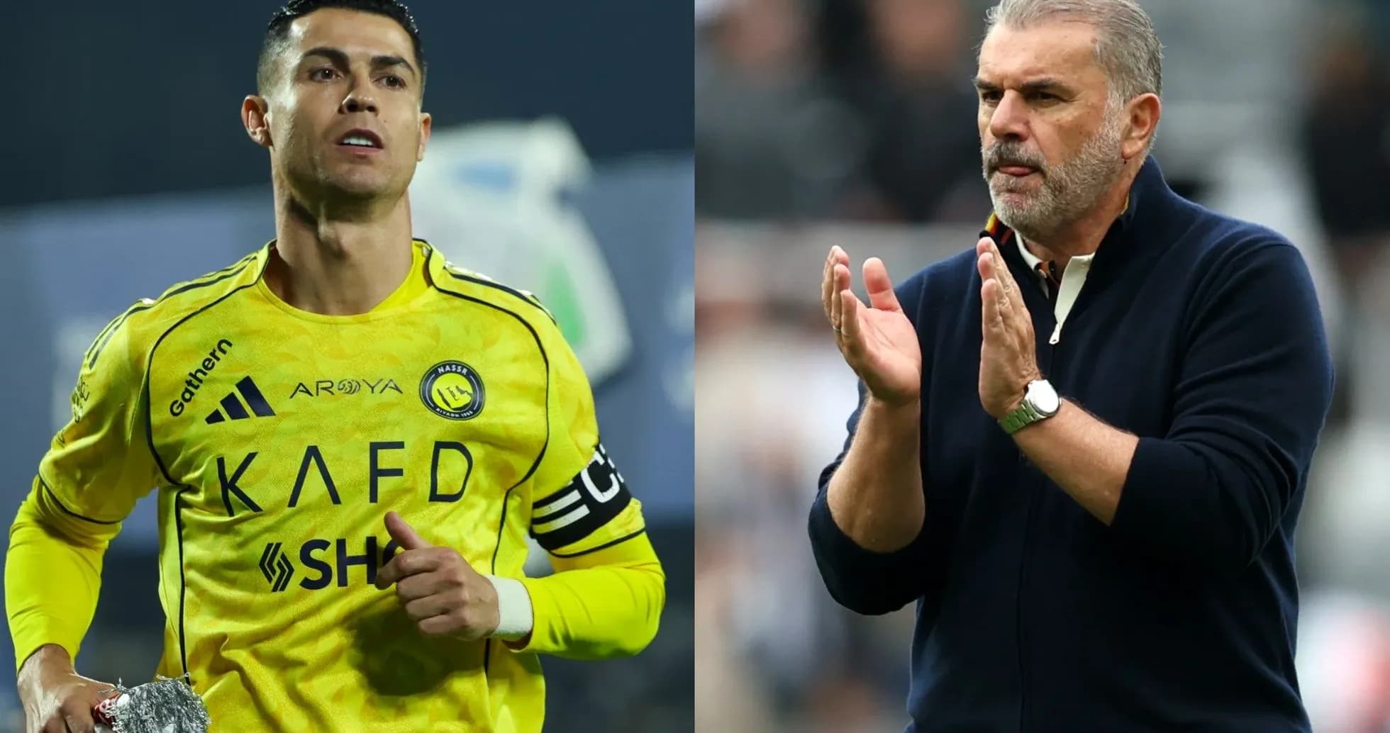 Cristiano Ronaldo y entrenador aplaudiendo en el partido