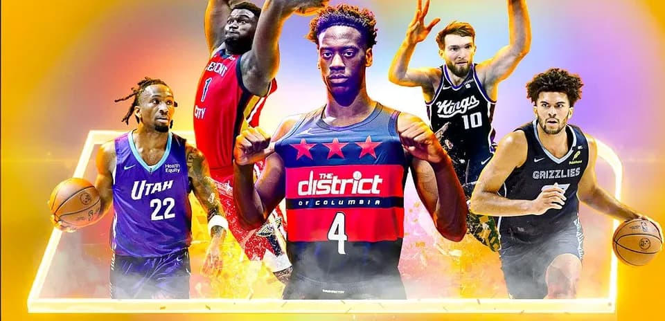 Jugadores de baloncesto en un collage dinámico