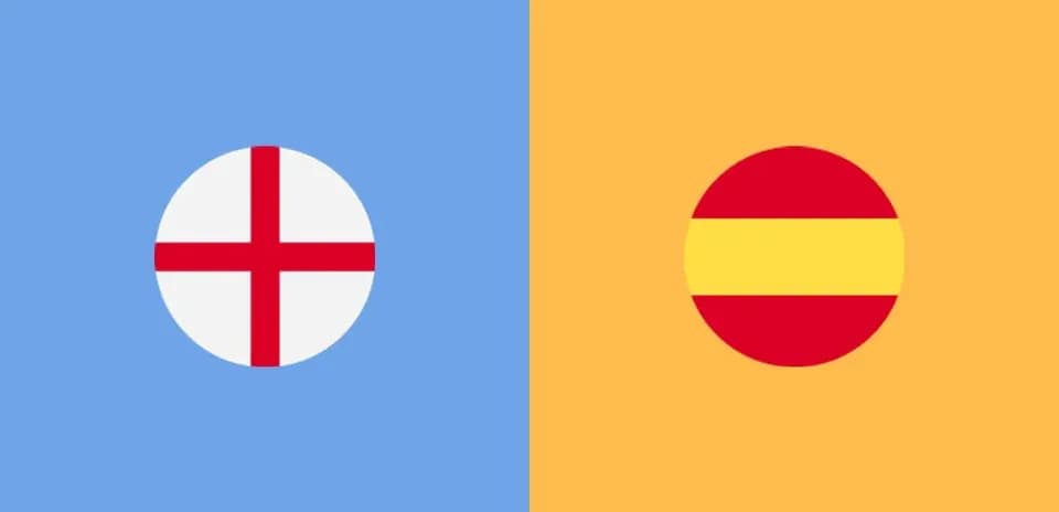 Banderas de Inglaterra y España en fondo colorido