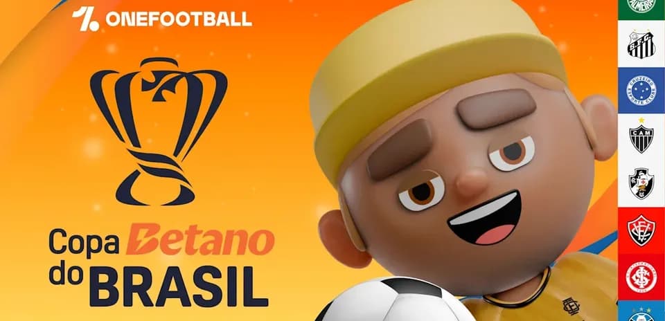 Personaje animado con balón de fútbol y trofeo