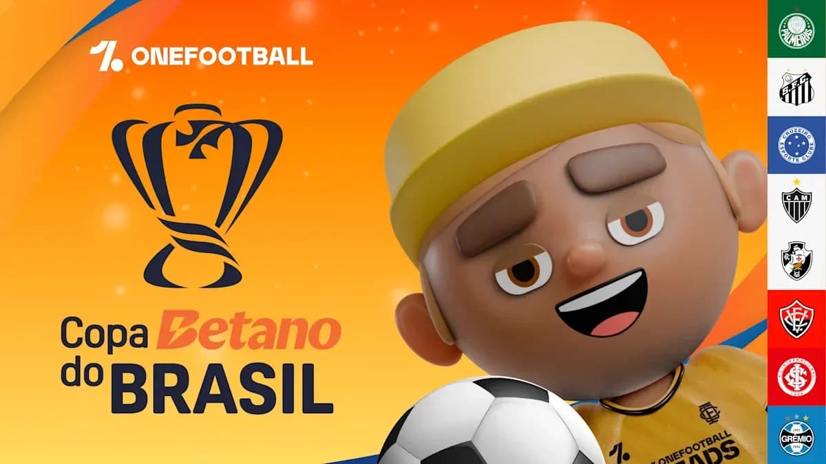 Personaje animado con balón de fútbol y trofeo