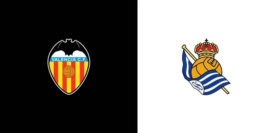 Logos de Valencia C.F. y Real Sociedad