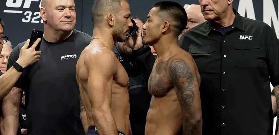 Dos luchadores pesando en evento UFC
