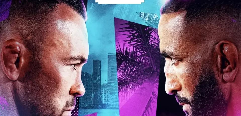 Dos luchadores enfrentándose en cartel promocional