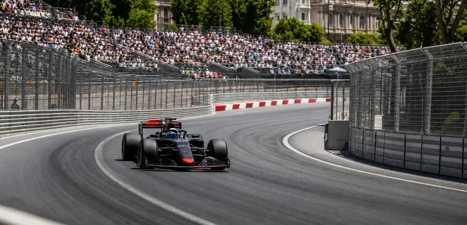 Coche de Fórmula 1 tomando una curva en circuito