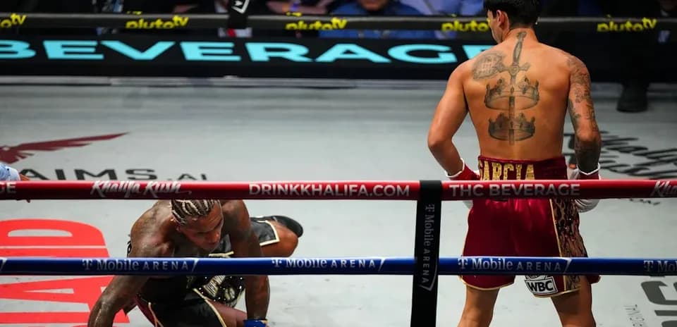 Boxer on the canvas after being knocked down