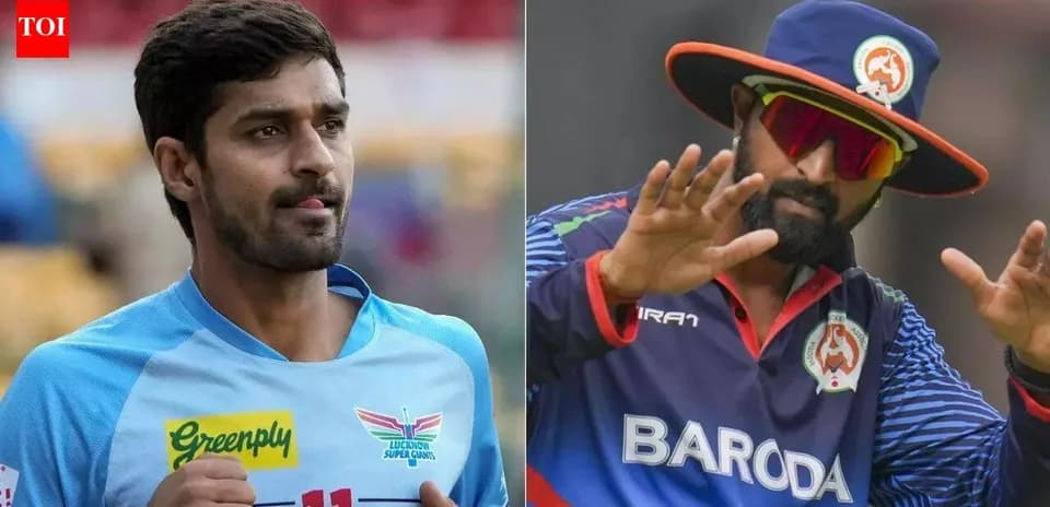 Dos jugadores de cricket en acción durante un partido