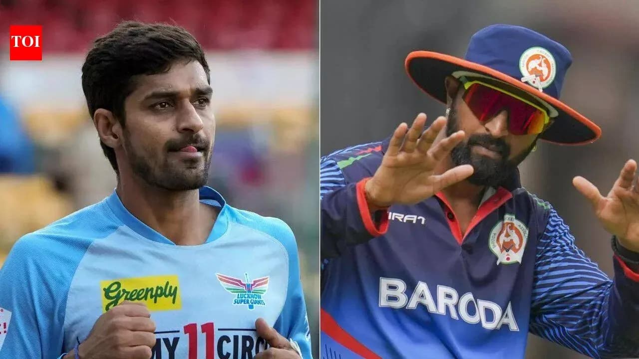 Dos jugadores de cricket en acción durante un partido