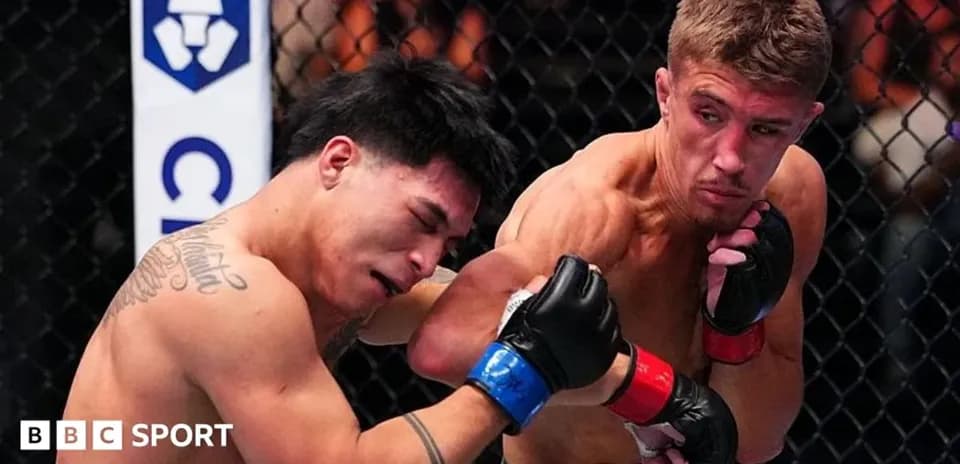 Luchador recibiendo un golpe en combate de UFC