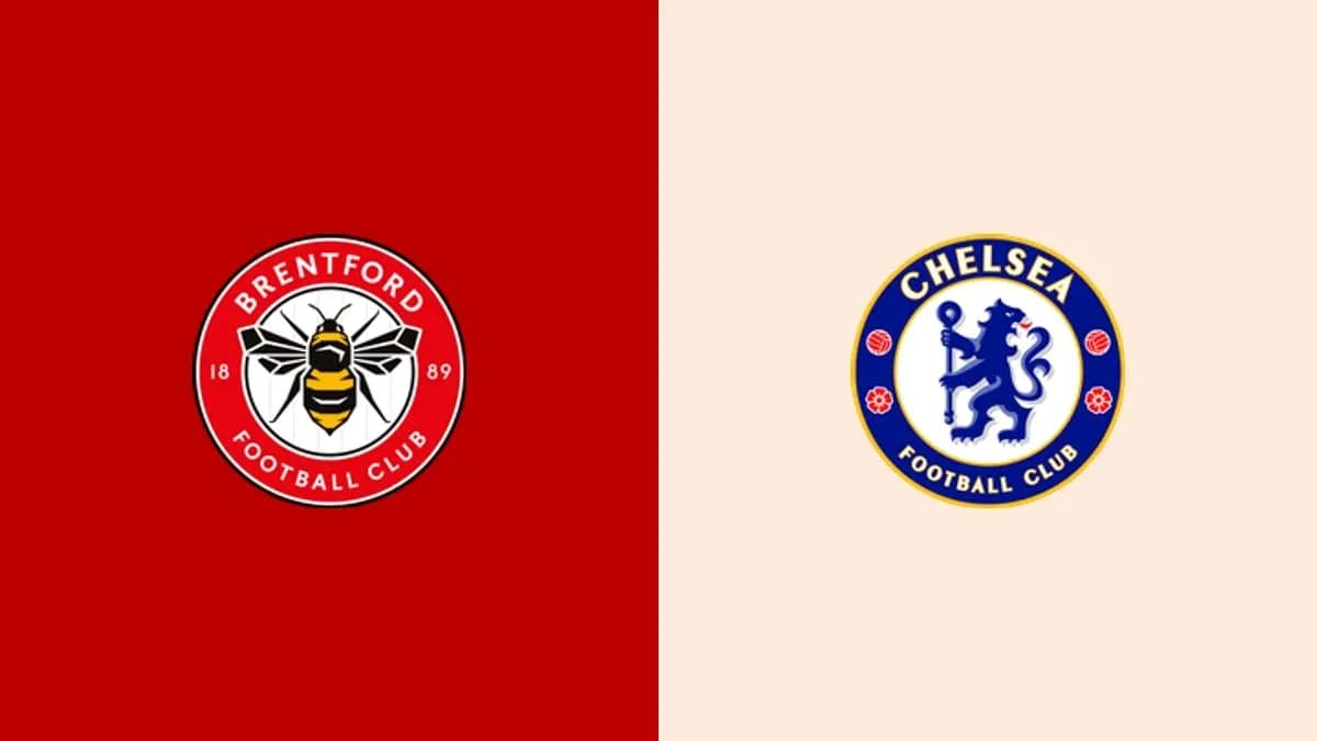 Logos de Brentford y Chelsea FC en fondo colorido