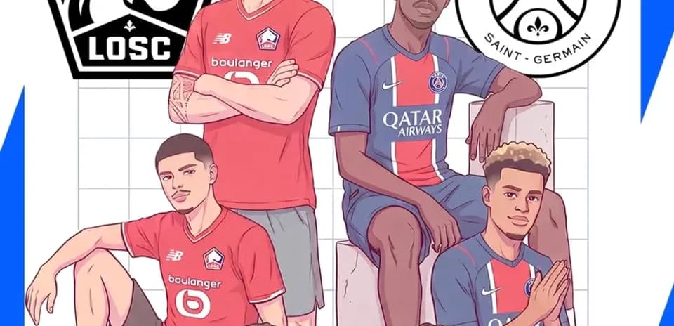Jugadores de Lille y PSG posando juntos