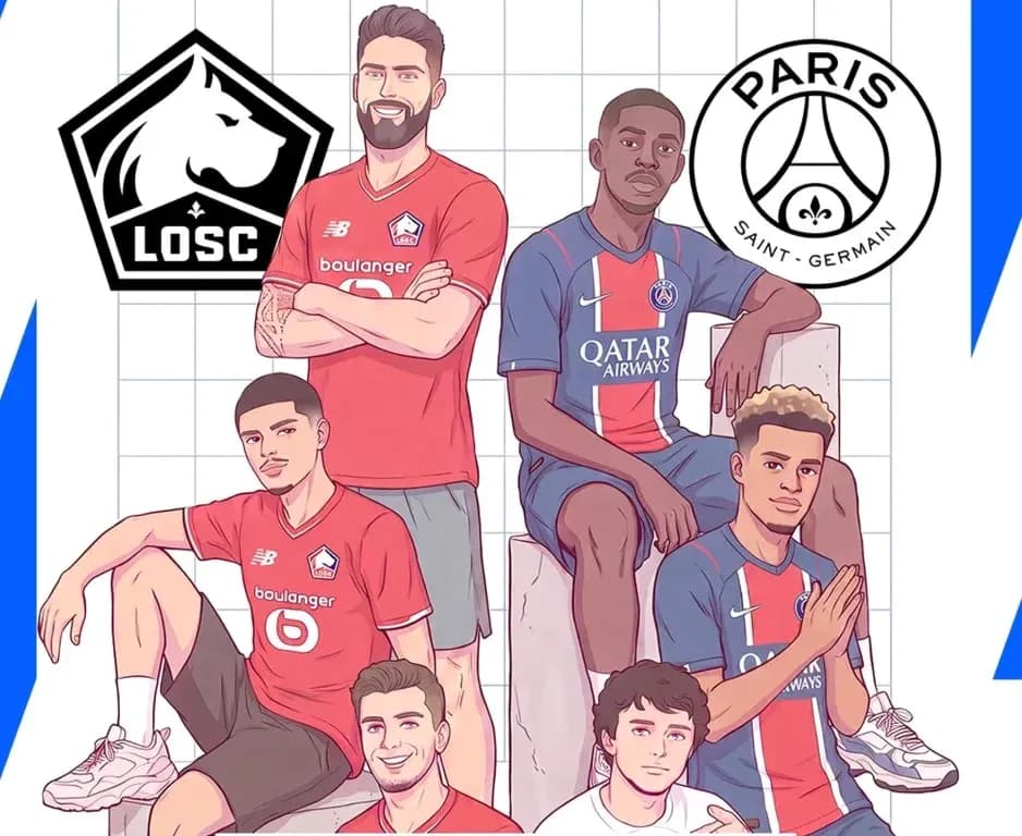 Jugadores de Lille y PSG posando juntos