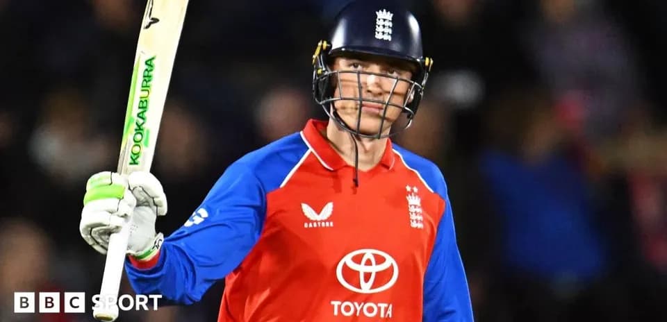 Jugador de cricket de Inglaterra levantando el bate
