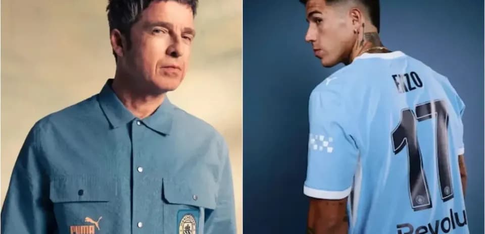 Dos hombres, uno con camisa y otro con camiseta de fútbol