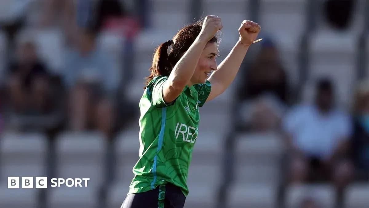 Jugadora de Irlanda celebrando un logro en el partido