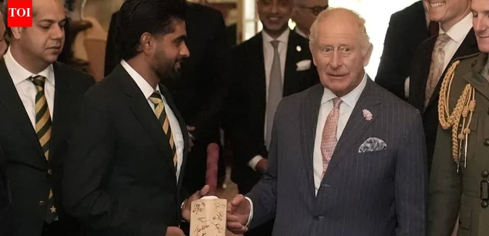 Babar Azam presents signed bat to King Charles