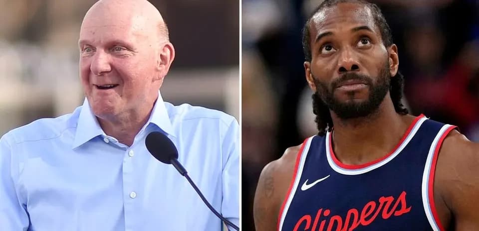 Steve Ballmer y Kawhi Leonard en evento de Clippers