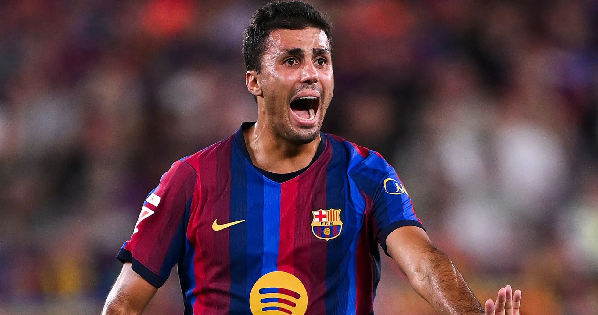 Jugador de Barcelona celebrando durante un partido