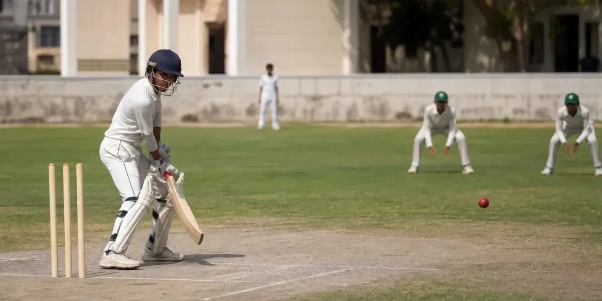 Bateador en acción durante un partido de cricket