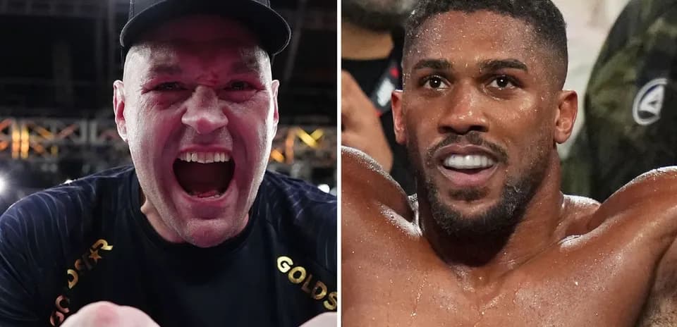 Tyson Fury y Anthony Joshua posando después de combate