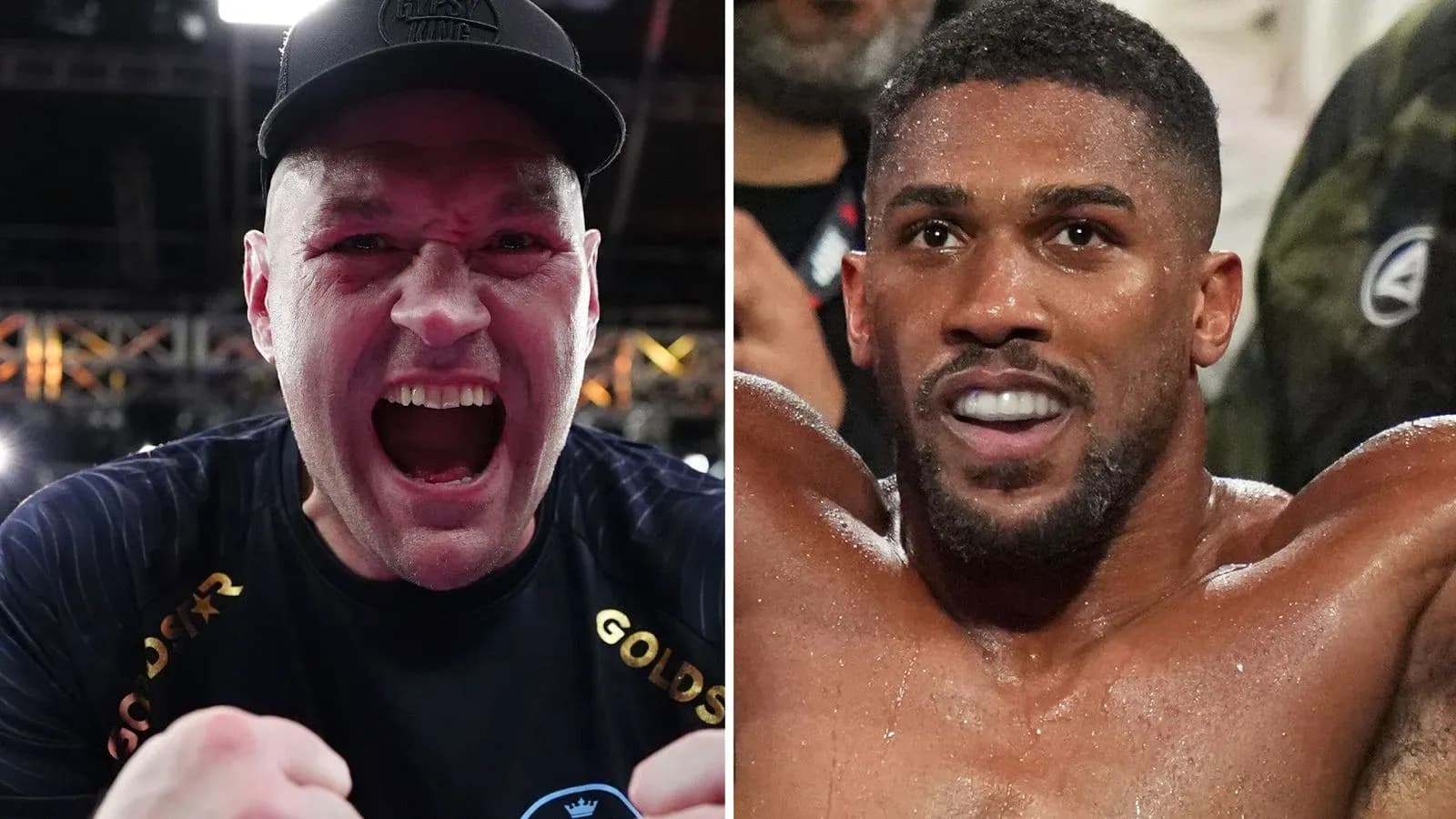 Tyson Fury y Anthony Joshua posando después de combate