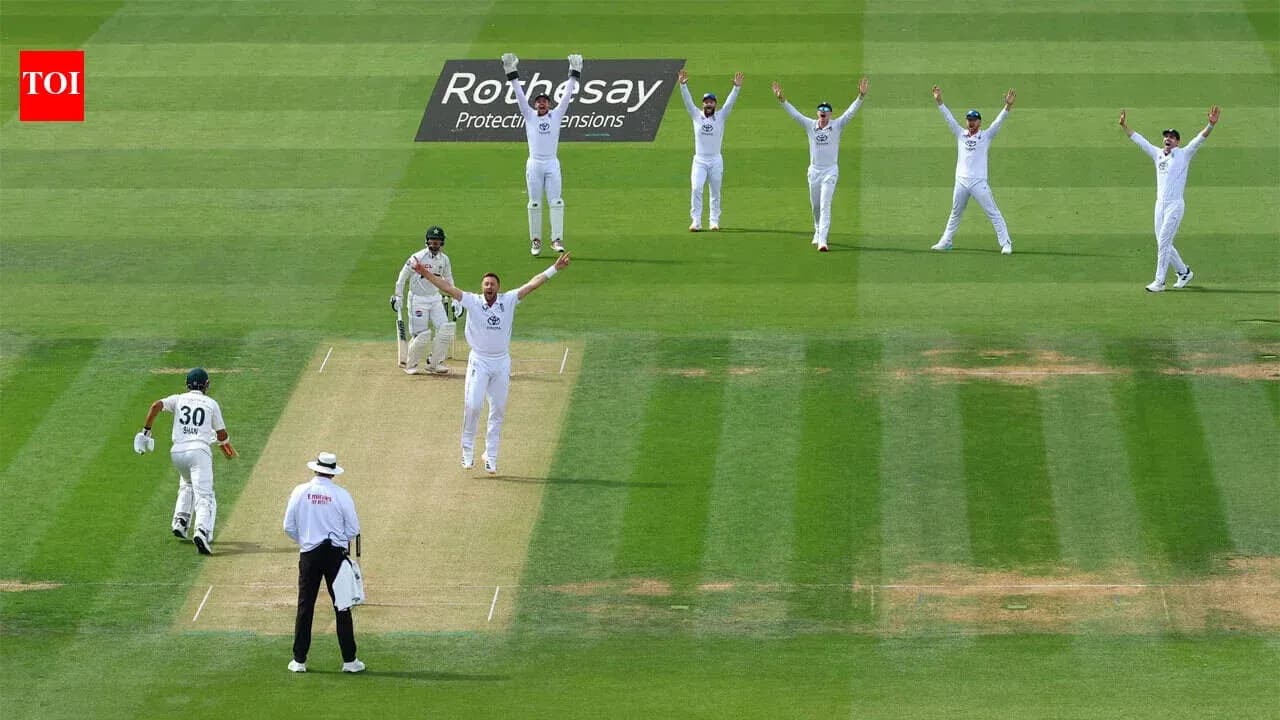 Jugadores celebrando un wicket en el partido de cricket