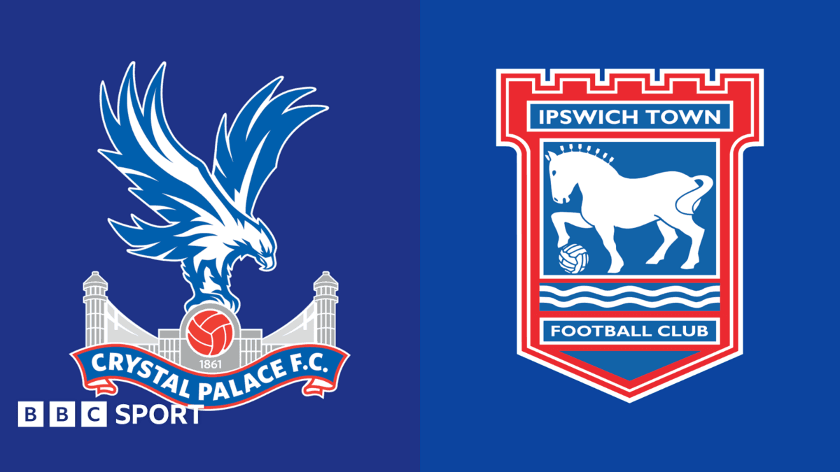 Logos de Crystal Palace y Ipswich Town en fondo azul