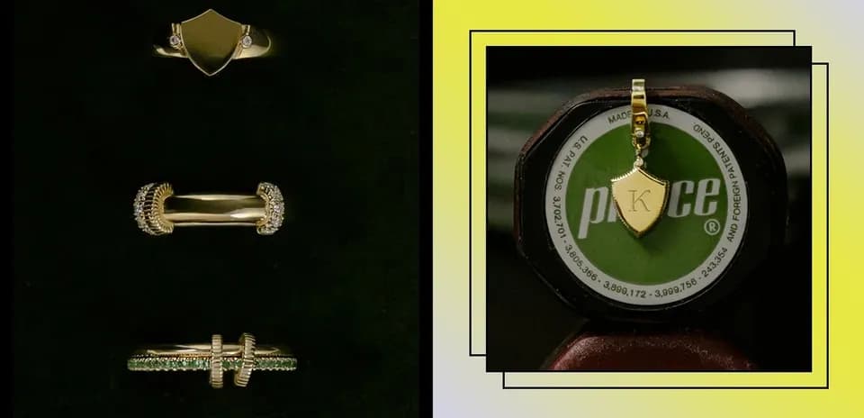 Joyas de oro incluyendo anillos y un colgante