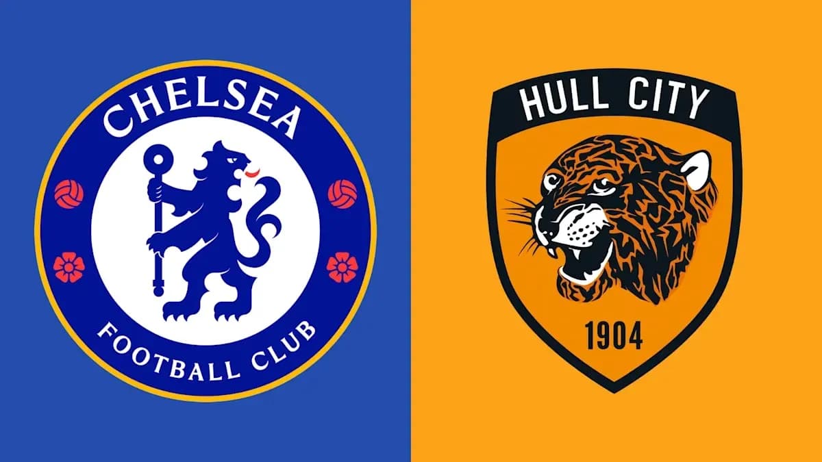Logos de Chelsea y Hull City en fondo colorido