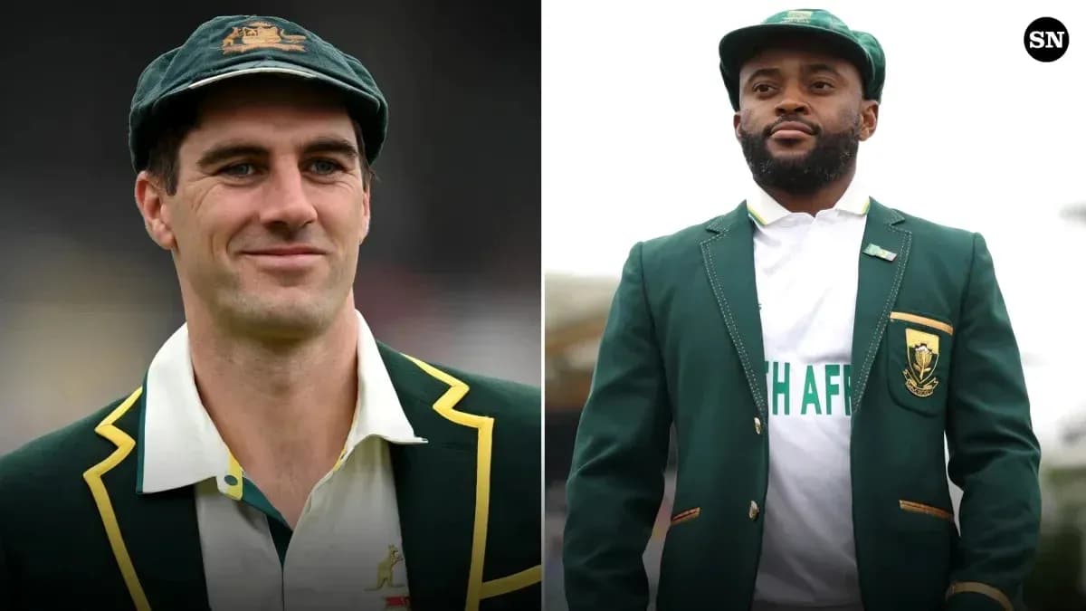 Jugadores de cricket de Australia y Sudáfrica posando