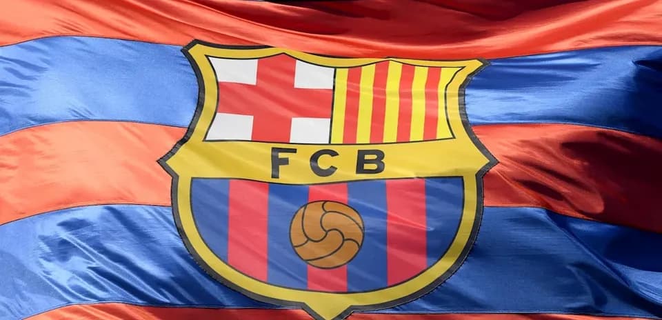 Bandera del FC Barcelona con sus colores y escudo