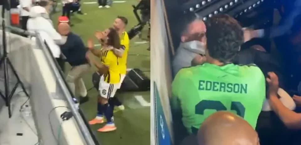 Jugadores y personal en confrontación tras el partido