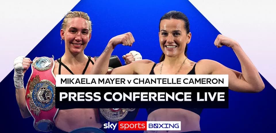 Mikaela Mayer y Chantelle Cameron en conferencia de prensa