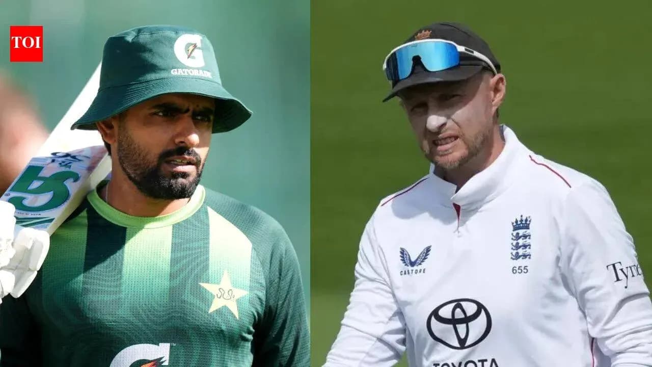 Jugadores de cricket de Pakistán e Inglaterra en acción Jugadores de cricket de Pakistán e Inglaterra en acción