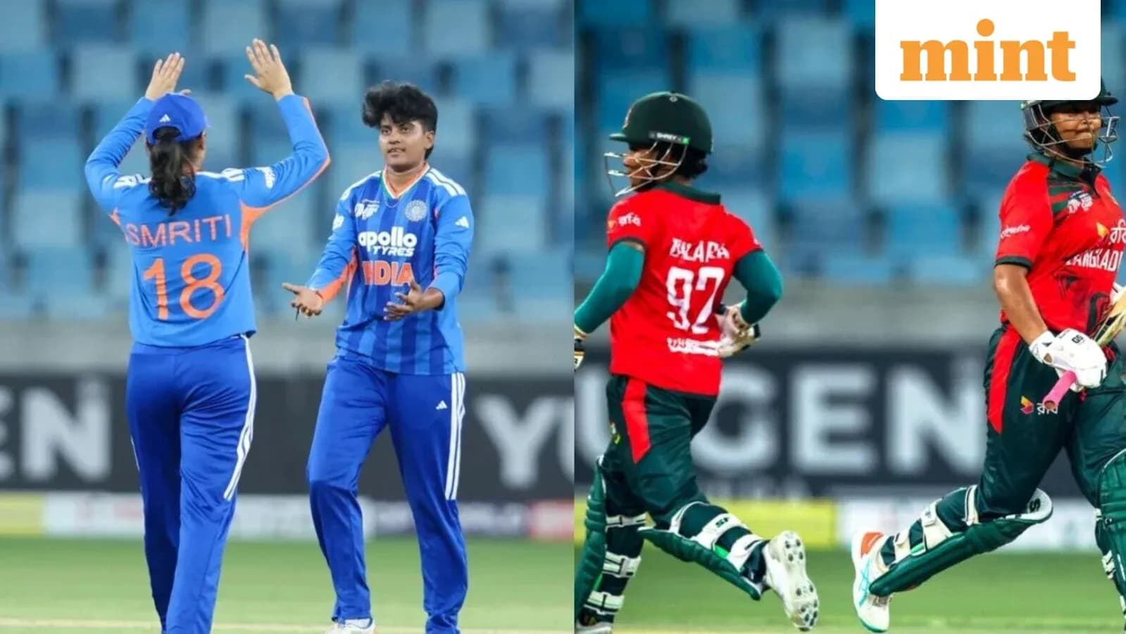 Jugadores de críquet de India y Bangladesh en acción Jugadores de críquet de India y Bangladesh en acción