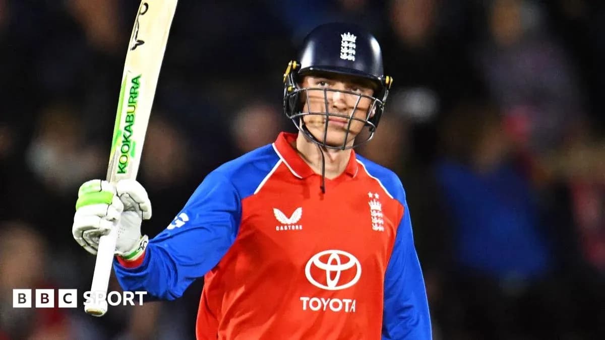 Jugador de cricket de Inglaterra levantando el bate Jugador de cricket de Inglaterra levantando el bate