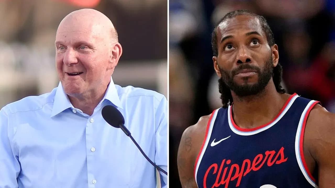 Steve Ballmer y Kawhi Leonard en evento de Clippers Steve Ballmer y Kawhi Leonard en evento de Clippers
