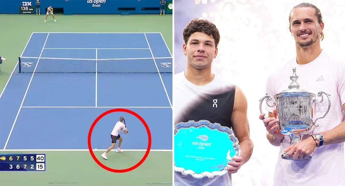 Jugador de tenis preparándose para golpear la pelota Jugador de tenis preparándose para golpear la pelota