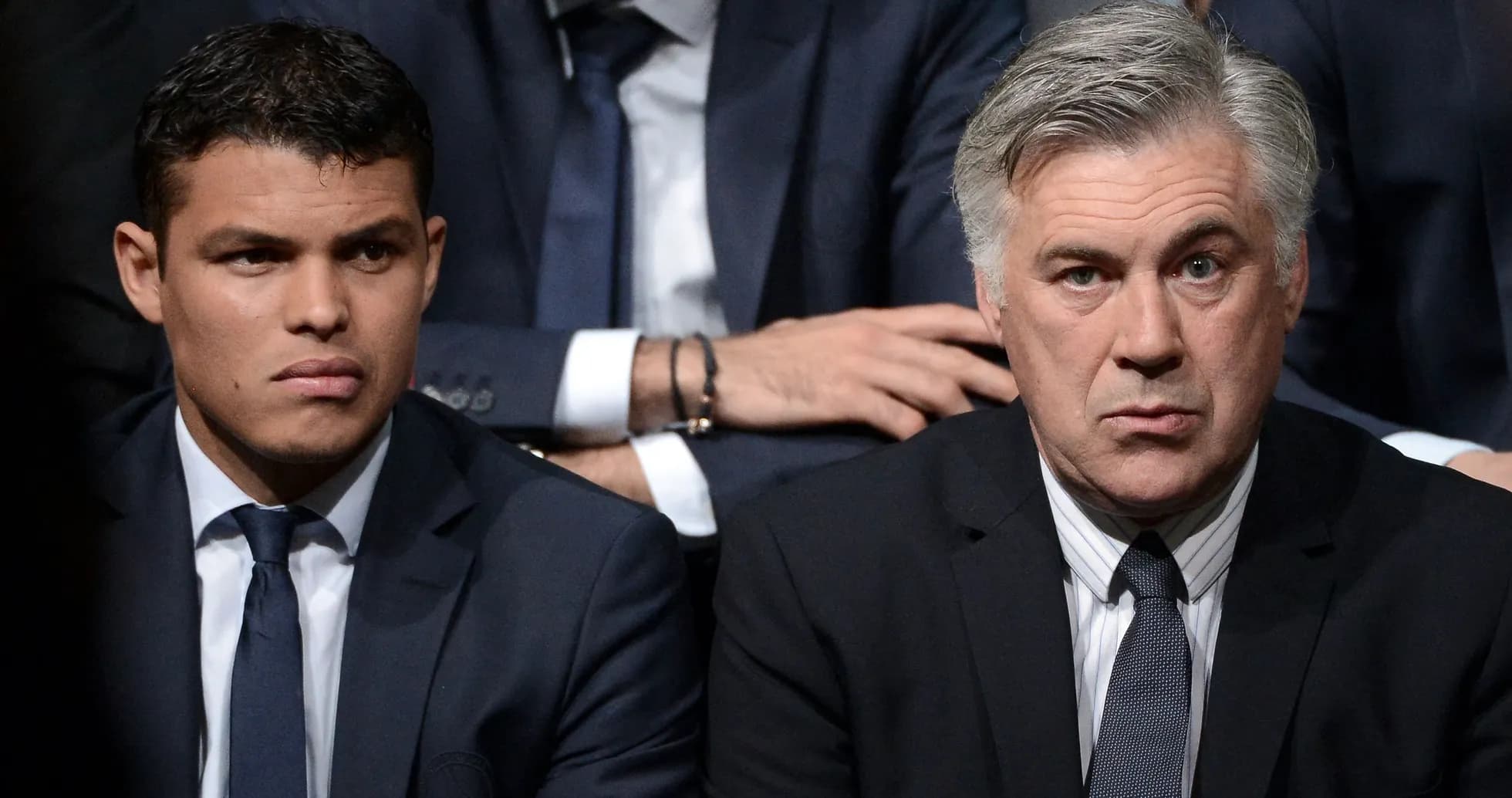 Thiago Silva y Carlo Ancelotti en evento formal Thiago Silva y Carlo Ancelotti en evento formal