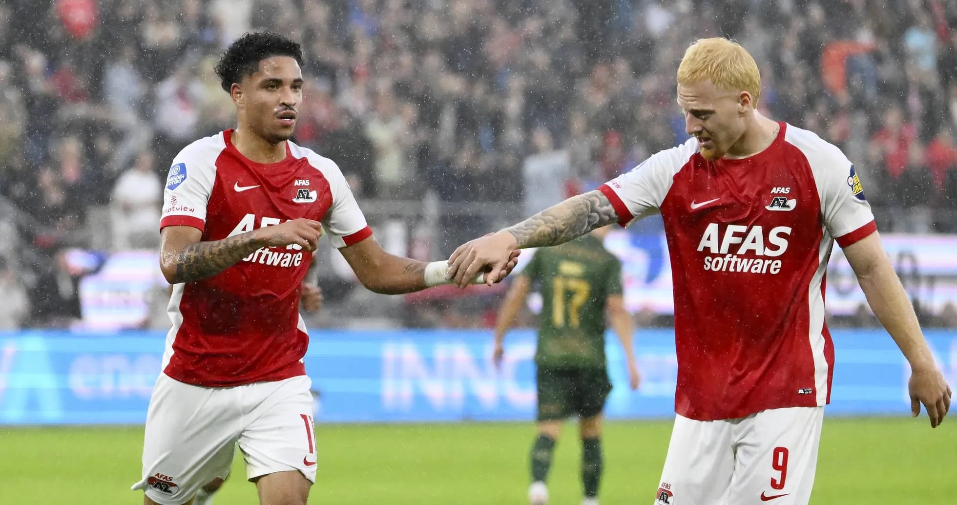 Jugadores de AZ Alkmaar celebrando durante el partido Jugadores de AZ Alkmaar celebrando durante el partido