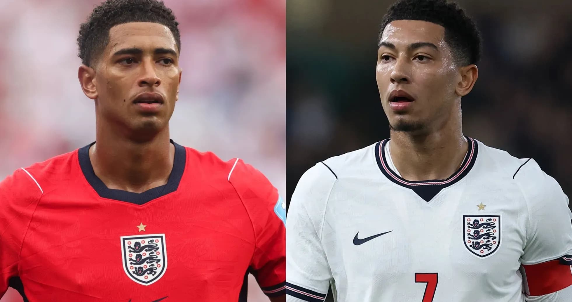 Dos jugadores de Inglaterra en camisetas de fútbol Dos jugadores de Inglaterra en camisetas de fútbol