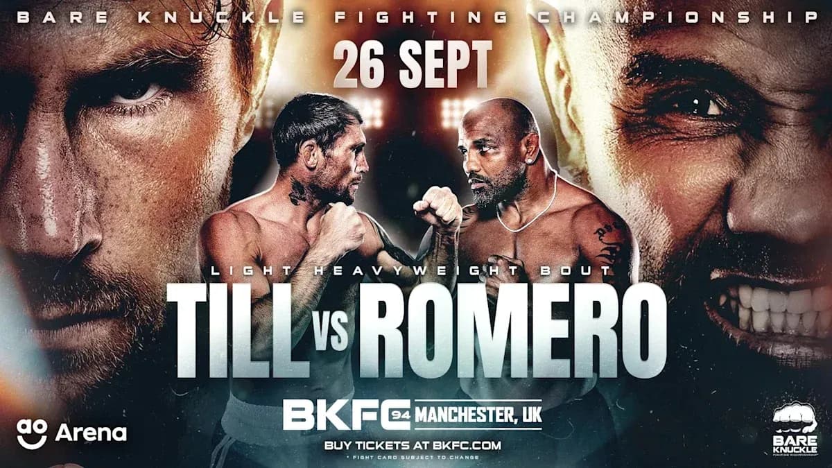 Cartel de pelea entre Till y Romero en BKFC 94 Cartel de pelea entre Till y Romero en BKFC 94