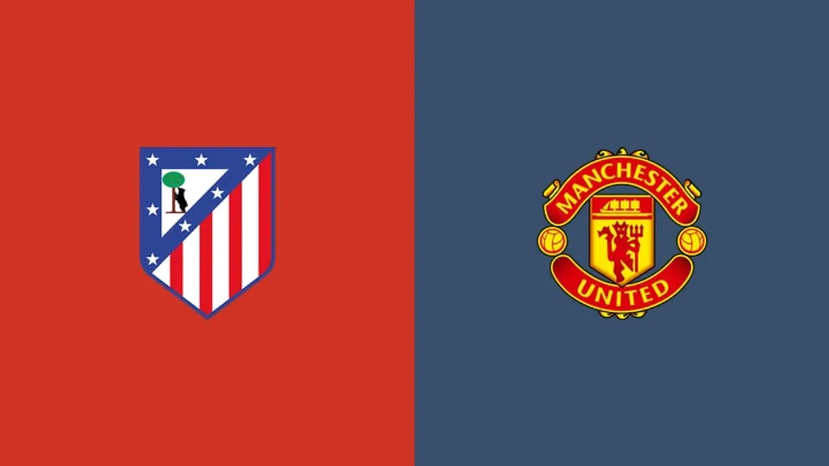 Escudos de Atlético de Madrid y Manchester United Escudos de Atlético de Madrid y Manchester United